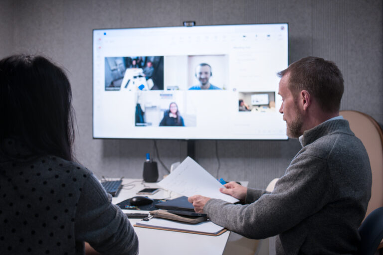 Asiaction team on a video call with a Chinese factory to follow production